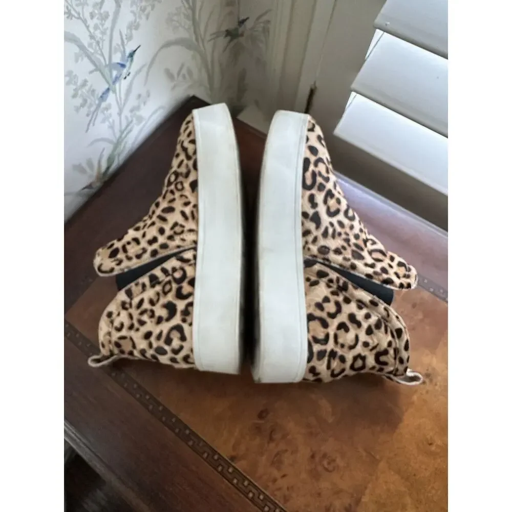 Steve Madden Sneakers Brown Black Animal Print Size 8 Real Fur Cow Hair